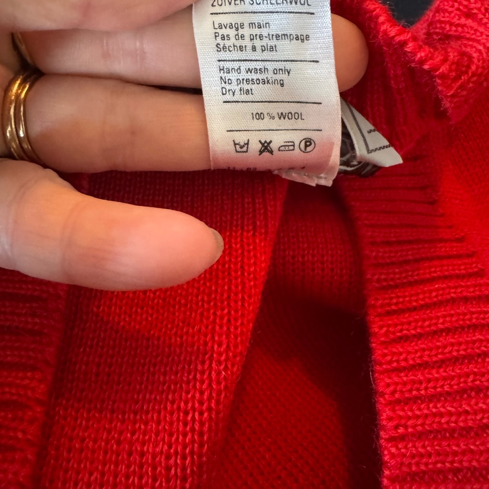 vintage deadstock ARMOR-LUX red wool cardigan made in France SMALL - Picture 9 of 9